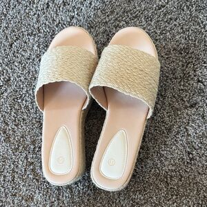 Cream Slide Sandals Size 8.5
